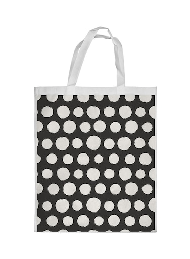 Large And Small Circles Printed Shopping Bag White/Black