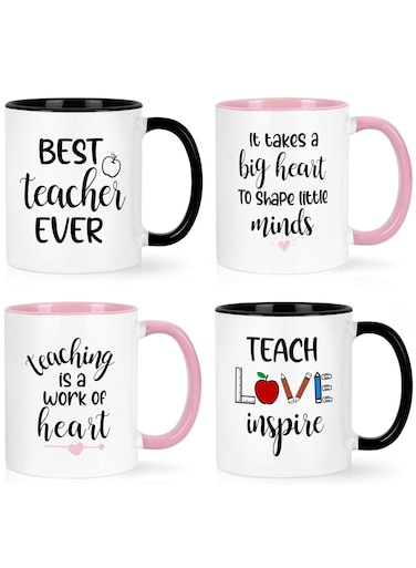 Teacher Appreciation Gifts Bulk 4 Pcs Teacher Appreciation Gifts Best Teacher Ever Gifts Teacher Mug Teacher Gifts for Women Men Thank You Teacher Gifts Christmas Gifts for Teacher 11 Oz