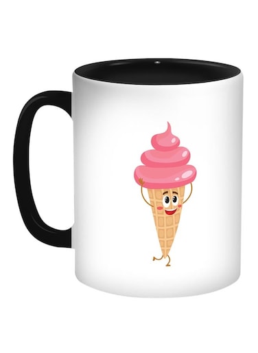 Ice Cream Printed Coffee Mug White/Black/Pink