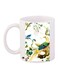 Bird Printed Coffee Mug White/Green/Blue 11ounce