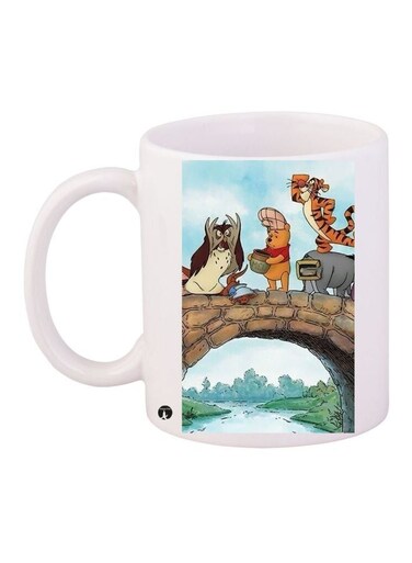 Cartoon Printed Coffee Mug White/Blue/Brown 11ounce