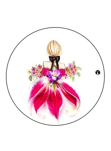 Girl Printed Fridge Magnet Round Multicolour