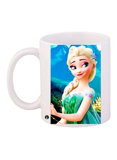 Princess Printed Ceramic Coffee Mug White/Green/Blue 11ounce