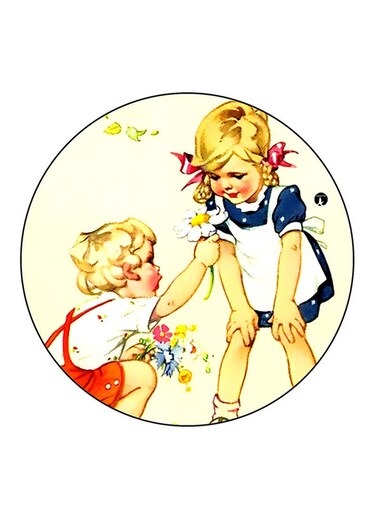 Boy And A Girl Printed Fridge Magnet Multicolour