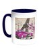 Classic Car Paris Printed Coffee Mug Blue/White/Beige 11ounce