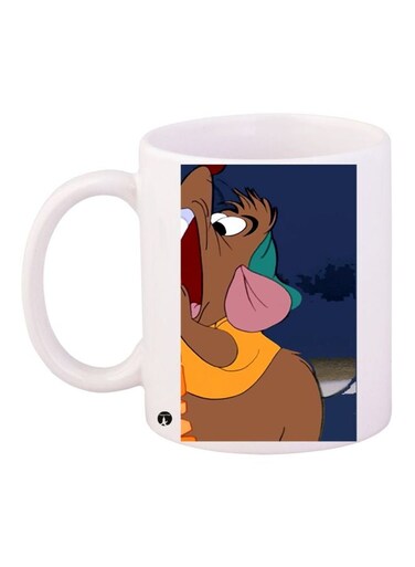 Cartoon Printed Coffee Mug White/Blue/Brown 11ounce