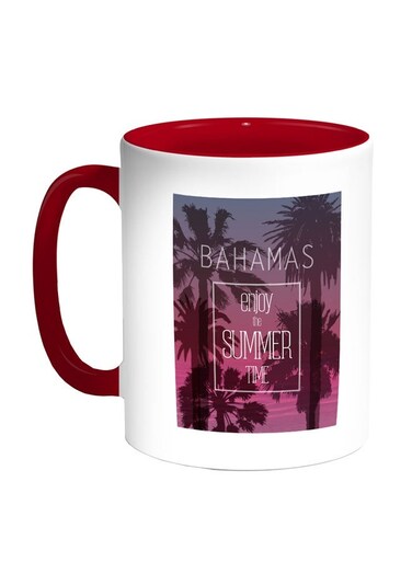 Enjoy The Summer Time Printed Coffee Mug Red/White/Purple 11ounce