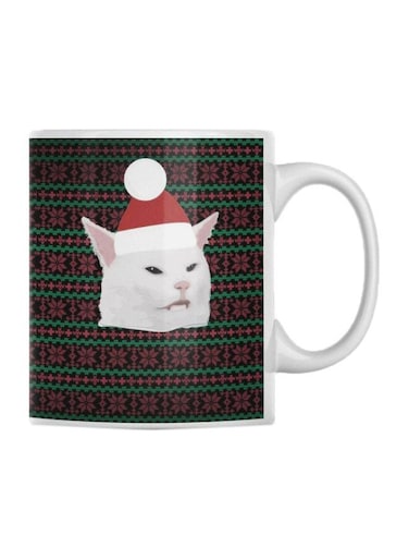 Printed Ceramic Coffee Mug White/Black/Red 350ml