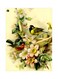 Flowers And Birds Themed Decorative Metallic Plate Beige/Green/Peach 20x15cm