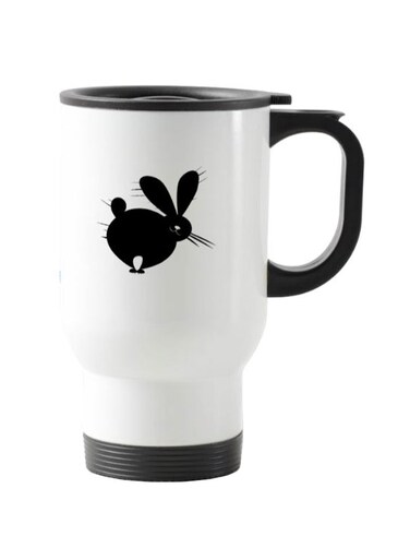 Scary Rabbit Printed Travel Mug White 13centimeter
