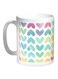 Heart Printed Coffee Mug White/Green/Yellow 11ounce