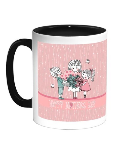 Happy Mother's Day Printed Coffee Mug Black/Pink/White 325ml