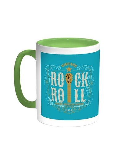 Rock And Roll Printed Coffee Mug Green/White 11ounce