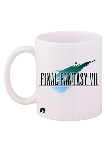 Final Fantasy VII Printed Coffee Mug White/Black/Blue 12ounce