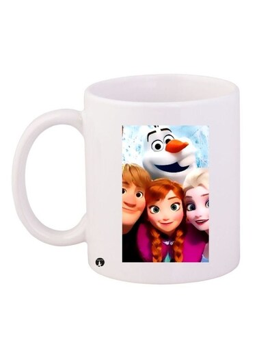 Frozen Printed Coffee Mug White/Beige/Orange 11ounce