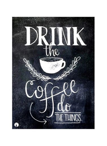 Coffee Themed Metallic Plate Black/Grey/White 20x15centimeter