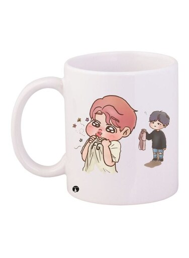 Cartoon Printed Coffee Mug White/Black/Brown 11ounce