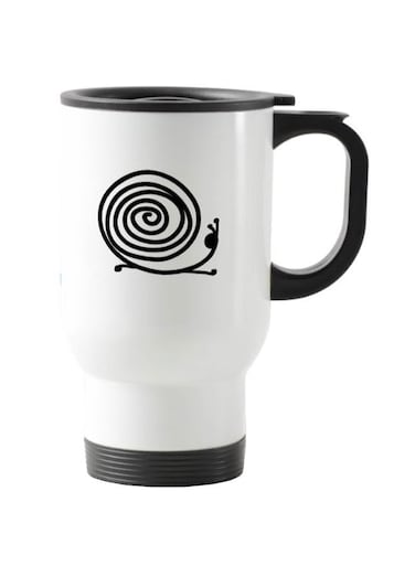 Snail Printed Travel Mug White 13centimeter