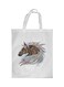 Horse Drawing Printed Shopping Bag White