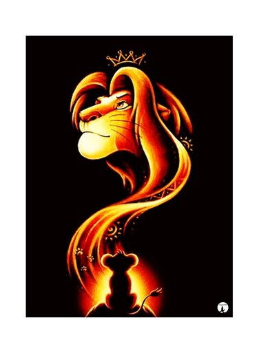 The Lion King Themed Decorative Metallic Plate Black/Red/Yellow 20x15cm