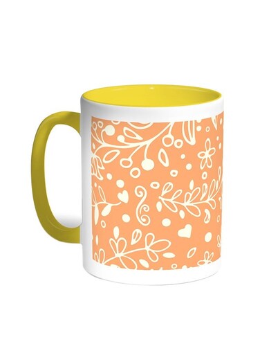 Decorative - Tree Paper Printed Coffee Mug Yellow/White 11ounce