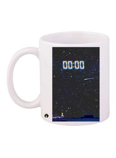 Starry Sky Printed Coffee Mug White/Black/Blue 11ounce