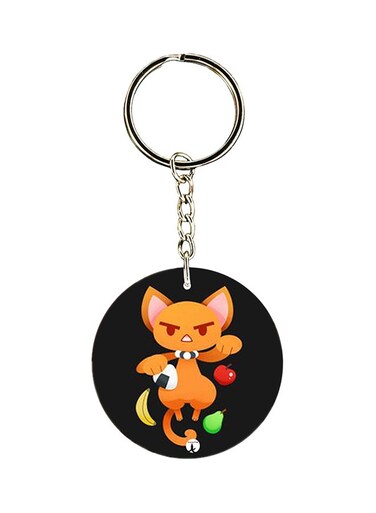 Anime Fruit Basket Printed Keychain Black/Orange/Silver