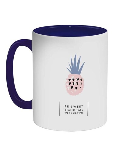 Be Sweet Stand Tall Wear Crown Printed Coffee Mug Dark Blue/White/Pink 325ml