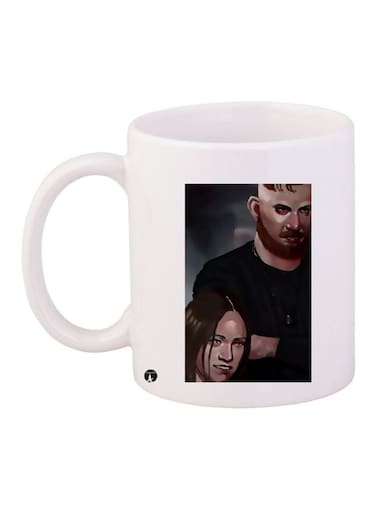 Cartoon Printed Coffee Mug White/Black/Brown 11ounce
