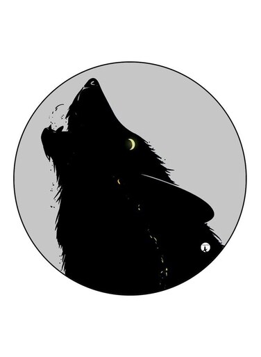 Howling Wolf Printed Fridge Magnet Black/Grey 5.5cm