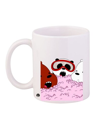 Cartoon Character Printed Coffee Mug White/Pink/Brown