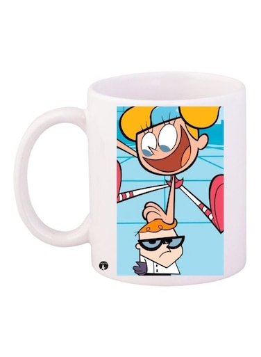 Dexter's Laboratory Printed Coffee Mug White/Blue/Beige 11ounce