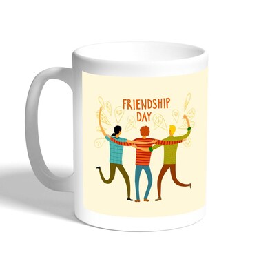 Happy Friendship Day Printed Coffee Mug, White 11 Ounce