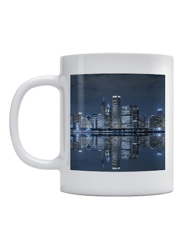 Cityscape Printed Mug White/Blue/Grey