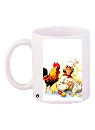 Chef Printed Coffee Mug White/Beige/Brown 11ounce