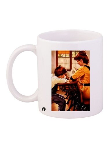Book Printed Coffee Mug White/Orange/Black 11ounce