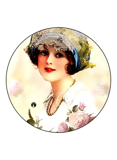 Printed Fridge Magnet Beige/White/Black 5.5cm