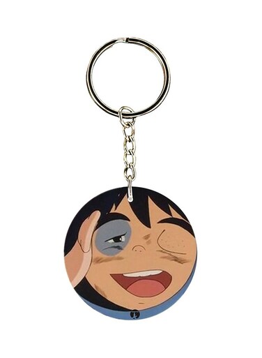 Anime Adnan And Lina Printed Keychain Beige/Black/Silver