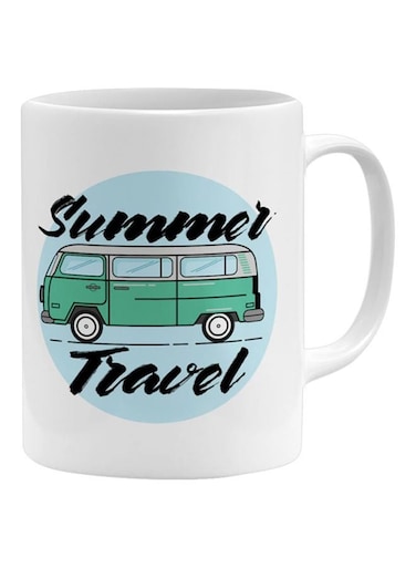 Summer Travel Printed Mug White/Blue/Green