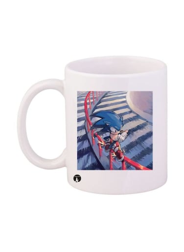 Sonic Video Game Printed Mug White/Blue/Red Standard Size