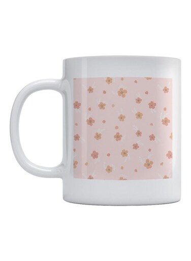Flowers Printed Mug White/Pink