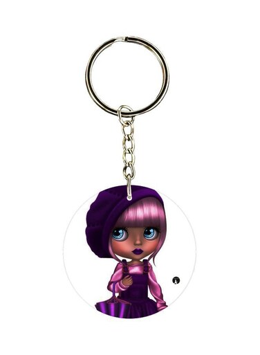 Cartoon Girl Printed Double Sided Keychain