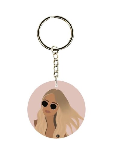 Double Sided Woman Printed Keychain