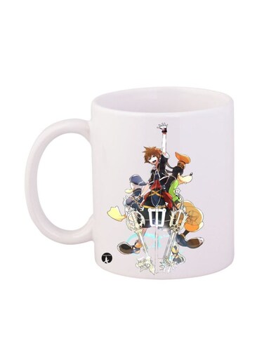 The Video Game Kingdom Hearts Printed Mug White/Black/Beige