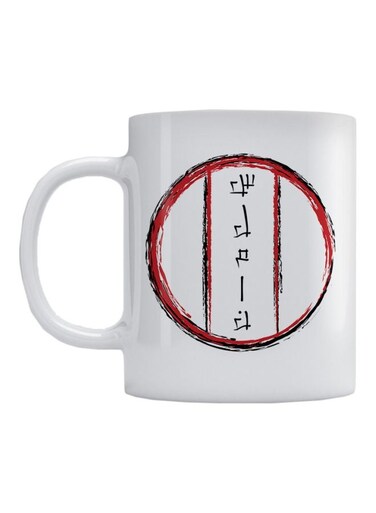 Japanese Art Printed Ceramic Mug White/Red/Black