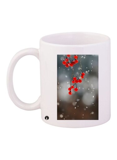 Cherry Printed Coffee Mug White/Red/Grey 11ounce