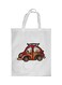 A Red Car Printed Shopping Bag White