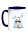 Rabbit Printed Coffee Mug White/Blue 11ounce