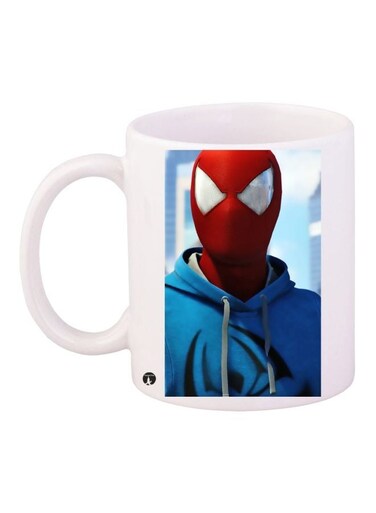Cartoon Printed Coffee Mug White/Blue/Red 11ounce