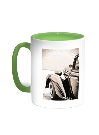 A Car Of Old Style Printed Coffee Mug Green/White 11ounce